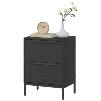 HOMCOM Chest of Drawers, Dresser with 2 Fabric Drawers and Aluminium Handles - Black(m-11)