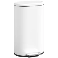HOMCOM 30 L Modern Curved Kitchen Bin - White(m-10)