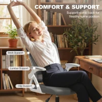 HOMCOM Painting Chair, Mesh Computer Desk Chair with Flip-up Armrests, Grey(m-6)