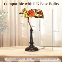 HOMCOM Tiffany-Style Rose and Butterfly Table Lamp - Multi(m-3)