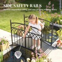 Outsunny Metalen tuinbrug 135,5 cm vijverbrug met veiligheidsleuningen antieke look roestbestendig eenvoudige montage(m-6)