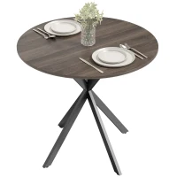HOMCOM 80cm Industrial Round Dining Table - Brown(m-10)
