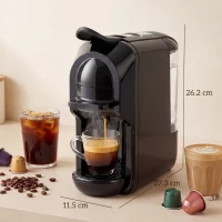 HOMCOM Pod Coffee Machine for Nespresso, Dolce Gusto Capsule & Ground Coffee, Small Semi Automatic Coffee Maker, 19 Bar, 0.6L(m-3)