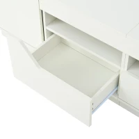 High-Gloss TV Entertainment Centre with App-Controlled LED Lighting, Modern TV Stand with Multi-Zone Storage, 180L x 40W x 45H cm, White(m-12)