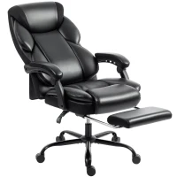 HOMCOM Adjustable Office Chair Reclining Computer Desk Chair with Footrest, Armrest, Casters, Black(m-10)