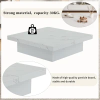 Modern Square Coffee Table with 4 Drawers and Sliding Surface, Space-Saving Center Table for Living Rooms, 90L x 90W x 25H cm, White(m-4)