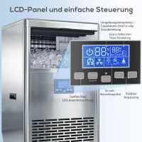 HOMCOM Gewerblicher Eiswürfelbereiter 45 kg/24 Std., Edelstahl, mit 15 kg Speicher, Selbstreinigung, Silber(m-5)