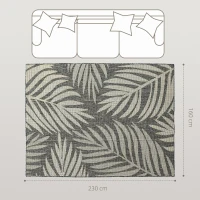 HOMCOM UV Resistant Indoor & Outdoor Area Rug, Easy-Cleaning Machine Washable Rug for Patio, Garden, Kitchen, Bathroom or Living Room, 230 x 160 cm, Grey(m-3)