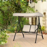 Outsunny Columpio de Jardín Exterior de 2 Plazas Techo Ajustable y Marco de Acero Asientos de Textilene 140x118x162 cm Beige(m-2)