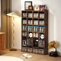 HOMCOM CD Storage Unit with Adjustable Shelves Up and Down in 3 Levels, 89 x 130.5 cm, Rustic Brown(m-9)