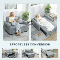 HOMCOM 2 Seater Sofa Bed, 3-in-1 Convertible Sleeper Sofa with Click-clack Adjustable Backrest and 2 Pillows, Grey(m-4)