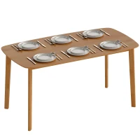 HOMCOM Pine Wood Rectangular Dining Table - Light Brown(m-10)