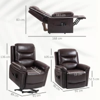 HOMCOM Power Lift Recliner Chair with Vibration Massage, Heat, USB - Brown(m-3)