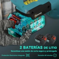Outsunny Cortasetos Batería 18V con 2 Baterías de 4000mAh Longitud de Cuchilla de 51 cm Motor sin Escobillas y Cargador Azul(m-5)