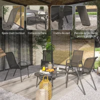 Outsunny Set 4 Scaune de Grădină Stivuibile din Oțel și Țesătură de Plasă Respirabilă, 54x71x93 cm, Negru(m-6)