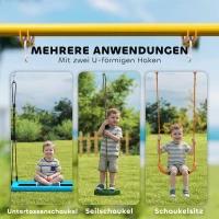 AIYAPLAY Faltbar Schaukelgestell mit A-Rahmen, 2 Haken, 4 Bodenankern, für 9 Monate bis 8 Jahre Kinder 128x155x157 cm Blau(m-5)