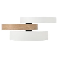 Round Coffee Table with Rotating Hidden Storage Sections, Space-Saving Table for Modern Living Spaces, 60L x 60W x 35H cm, White+Wood(m-14)