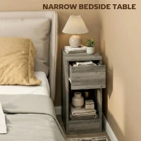 HOMCOM Set of Two Modern Storage Bedside Tables - Grey(m-5)