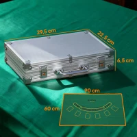 SPORTNOW Pokerchips-Set in Koffer, mit Würfeln, Dealer-Button, 2 Kartendecks, Silberfarben(m-3)