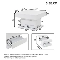 360° Rotating Coffee Table with Height-Adjustable Top and Hidden Storage, Modern Centre Table for Living Rooms, 70L x 70W x 45H cm, White(m-3)