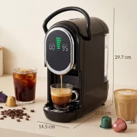 HOMCOM Pod Coffee Machine for Nespresso, Dolce Gusto Capsule & Ground Coffee, Small Semi Automatic Coffee Maker, 19 Bar, 0.6L(m-3)