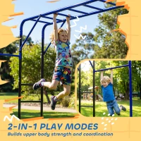 AIYAPLAY Wieża wspinaczkowa na zewnątrz z drążkiem do podciągania i wspinania dla dzieci 3-8 lat, do 150 kg, 250x190x180 cm, czarna(m-5)