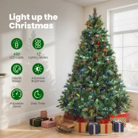 HOMCOM 7.5ft Artificial Pine LED Christmas Tree, with Remote(m-5)