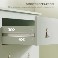 HOMCOM Bedroom Chest of Drawers, Modern 4 Drawer Dresser Cabinet with PU Leather Handles and Metal Runners for Living Room, Hallway, Entryway, 60 x 40 x 98 cm, Green(m-7)