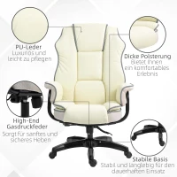 Vinsetto Ergonomiczny fotel biurowy z funkcją leżenia, kremowy(m-8)