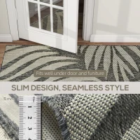 HOMCOM UV Resistant Indoor & Outdoor Area Rug, Easy-Cleaning Machine Washable Rug for Patio, Garden, Kitchen, Bathroom or Living Room, 230 x 160 cm, Grey(m-7)