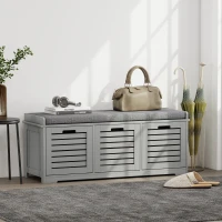 HOMCOM 3-Drawer Shoe Storage Bench - Grey(m-2)