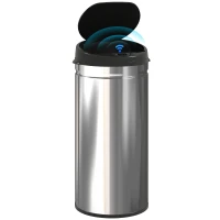 HOMCOM Cestino Spazzatura da 42L con Sensore di Movimento e Apertura Automatica, 30.5x30.5x68 cm, Nero e Argento(m-11)