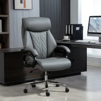 HOMCOM Super Padded Faux Leather Office Chair - Charcoal Grey(m-2)