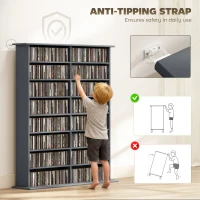 HOMCOM 16-Compartment Media Shelf - Grey(m-6)