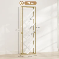 HOMCOM 10 Shelf Modern-Style Bookshelf - Gold Tone/White(m-3)