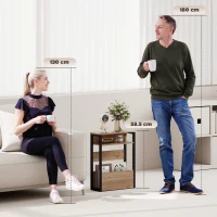 HOMCOM Industrial-Style Side Table - Black/Walnut Brown(m-4)