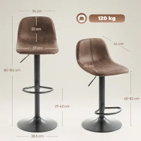 HOMCOM Bar Stools Set of 2, Modern Swivel Barstools with Footrest for Kitchen Island and Dining Room, Brown(m-3)