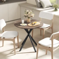 HOMCOM 80cm Industrial Round Dining Table - Brown(m-8)