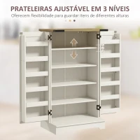 HOMCOM Armário Despensa de Cozinha com 2 Portas, 16 Prateleiras e Prateleira Ajustável para Sala de Jantar ou Sala de Estar 60x40x104 cm Creme(m-5)