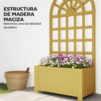Outsunny Jardinera con Enrejado de Madera con Drenaje para Cultivos Verduras Flores Hierbas 60x30x120 cm Natural(m-7)