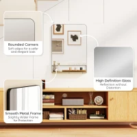 HOMCOM Wall Mirror with Wood Shelf - Black(m-6)