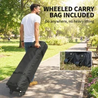 Outsunny Gazebo 3 x 4,3 m, UPF50+ Toit, Parois, Sac à roulettes, Tente de jardin, Brun sable(m-5)