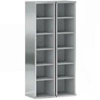 HOMCOM Set of 2 CD Media Display Shelf Unit Tower Rack with Adjustable Shelves, High Gloss Grey(m-1)