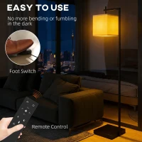 HOMCOM Floor Lamp for Living Room, 66" Modern Tall Standing Lamp with Adjustable Colour Temperatures & 10 Brightness Levels, Remote Control and Foot Switch for Bedroom Office, 9W LED Bulb Included(m-7)