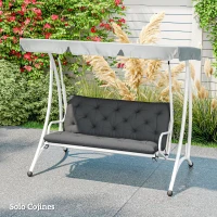 Outsunny Cojín para Banco de Jardín o para Balancín de Jardín 120x110x12 cm de 2 Plazas con 6 Cordones de Fijación Negro(m-7)