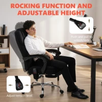 HOMCOM Office Chair with 6-point Vibration Massage and Heat, Fabric Desk Chair with Footrest, High Back, Black(m-8)