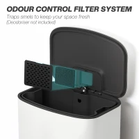 HOMCOM 50L Kitchen Bin with Soft-Close Lid and Stay-Open Function, Stainless Steel Pedal Bin with Removable Inner Bucket, Carry Handle for Kitchen, Office, Home, Cream(m-8)