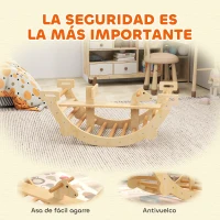 AIYAPLAY 2 en 1 Arco de Escalada de Madera y Caballito Balancín Estructura de Escalada Montessori para Niños de 2-4 Años Natural(m-6)