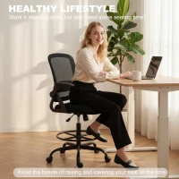 HOMCOM Painting Chair, Mesh Computer Desk Chair with Flip-up Armrests, Black(m-4)