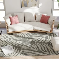 HOMCOM UV Resistant Indoor & Outdoor Area Rug, Easy-Cleaning Machine Washable Rug for Patio, Garden, Kitchen, Bathroom or Living Room, 230 x 160 cm, Grey(m-9)